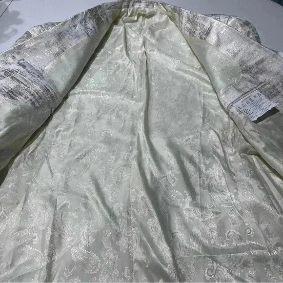 2XL slim fit one button front velvet blazer white gold notched lapel men busines - Picture 10 of 15